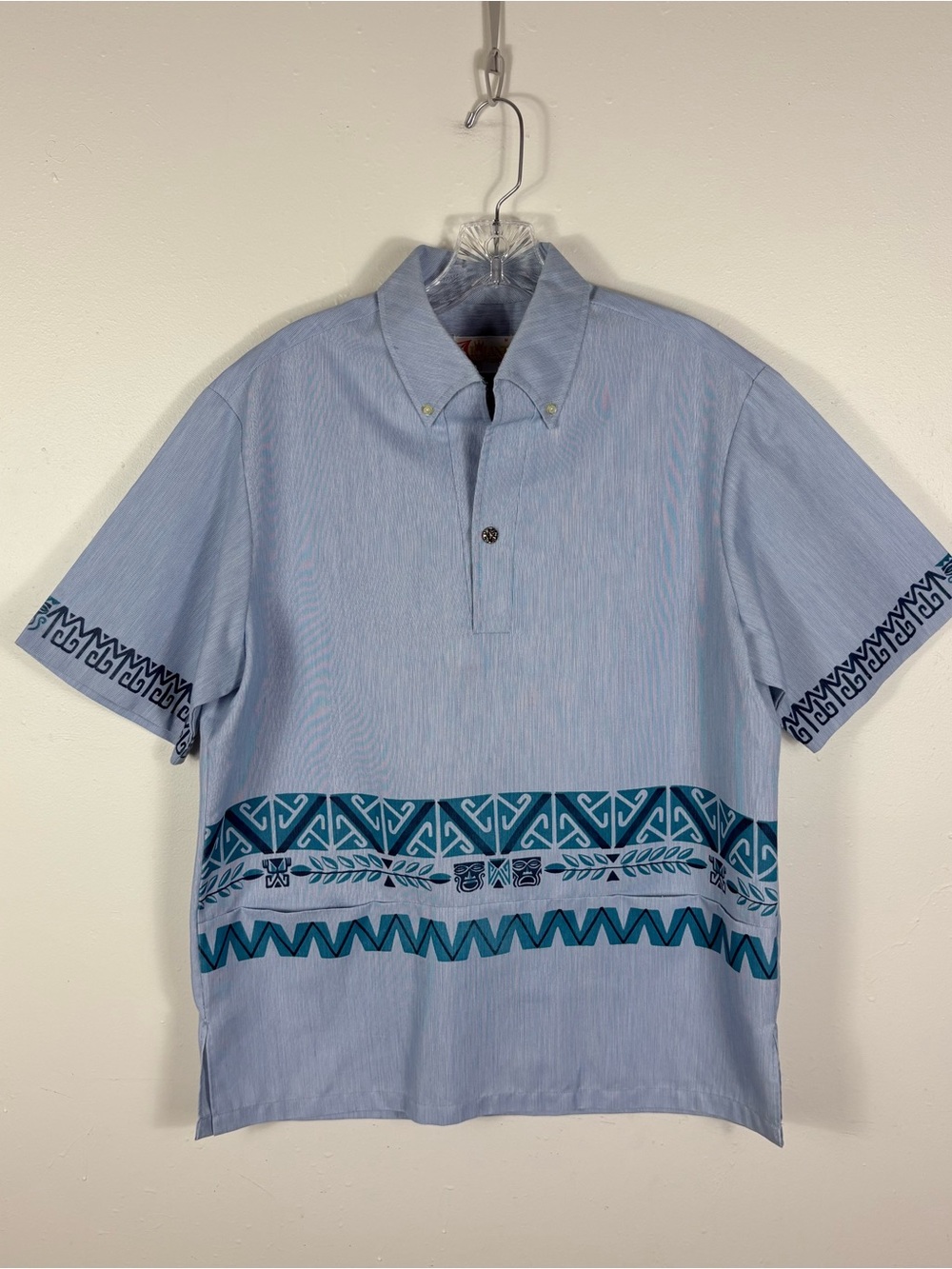 Vtg 60’s Iolani Tiki Shirt Men’s Medium Blue Aloha USA